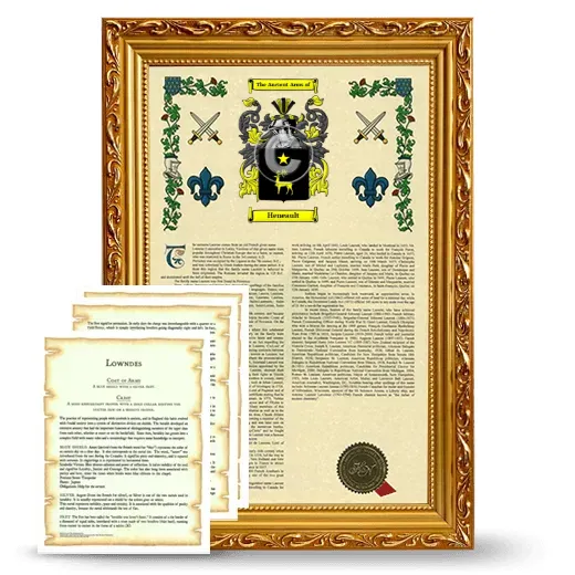 Heneault Framed Armorial History and Symbolism - Gold