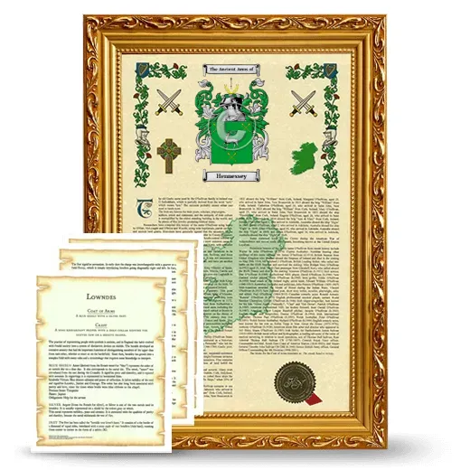 Hennessey Framed Armorial History and Symbolism - Gold