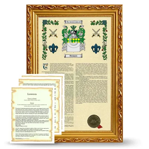 Hermais Framed Armorial History and Symbolism - Gold