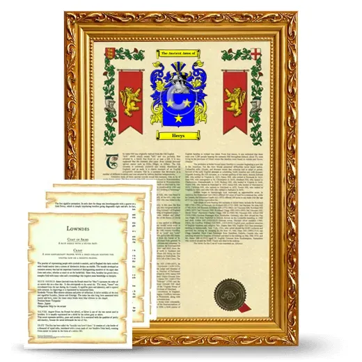 Herys Framed Armorial History and Symbolism - Gold