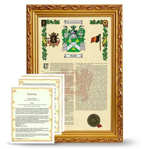 Heydel Framed Armorial History and Symbolism - Gold
