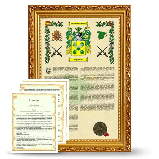 Higueras Framed Armorial History and Symbolism - Gold