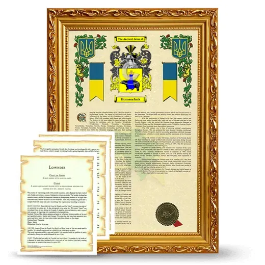 Homenchuk Framed Armorial History and Symbolism - Gold