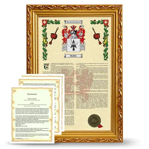 Hudder Framed Armorial History and Symbolism - Gold
