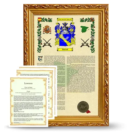 Hurtad Framed Armorial History and Symbolism - Gold