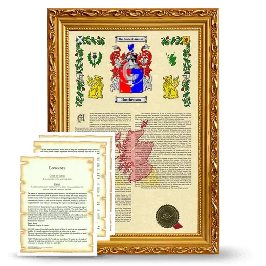 Hutchenson Framed Armorial History and Symbolism - Gold