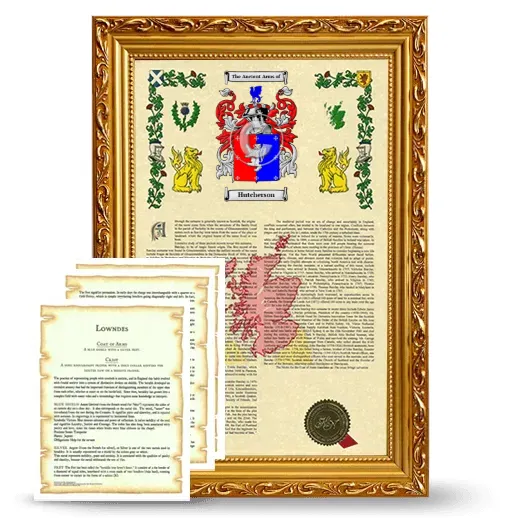 Hutcherson Framed Armorial History and Symbolism - Gold