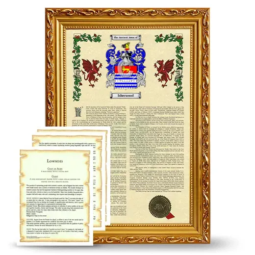 Isherwood Framed Armorial History and Symbolism - Gold
