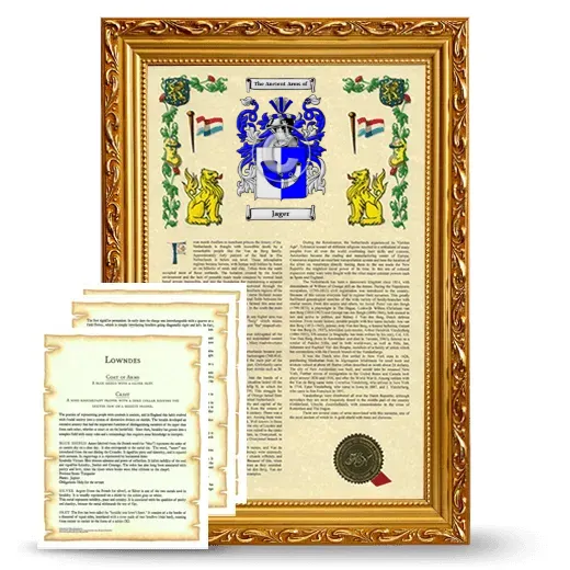 Jager Framed Armorial History and Symbolism - Gold
