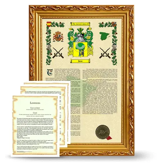 Jaso Framed Armorial History and Symbolism - Gold