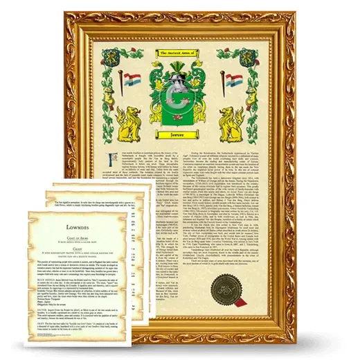 Jeever Framed Armorial History and Symbolism - Gold