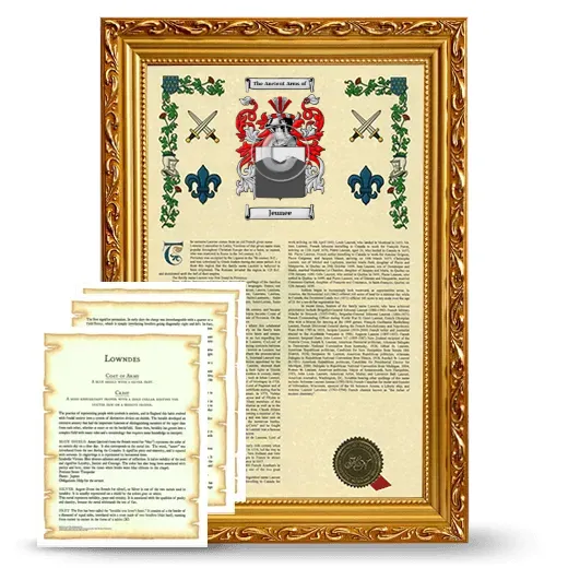 Jeunee Framed Armorial History and Symbolism - Gold