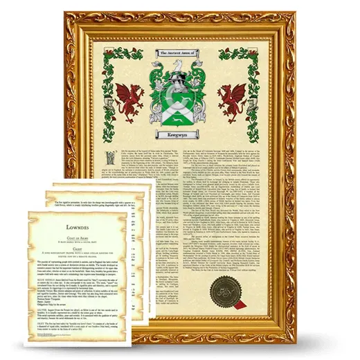 Keegwyn Framed Armorial History and Symbolism - Gold