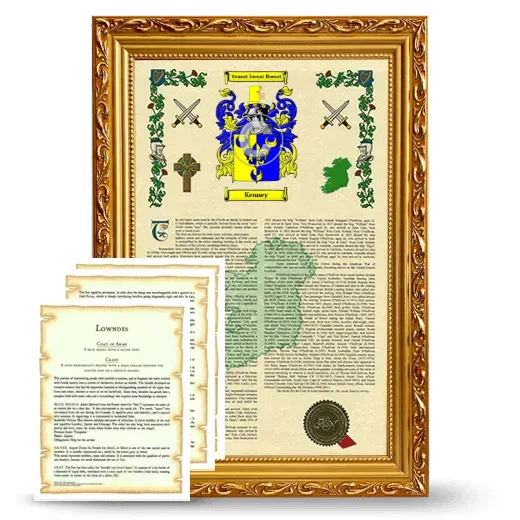 Kenney Framed Armorial History and Symbolism - Gold
