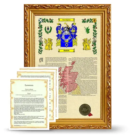 Kinlick Framed Armorial History and Symbolism - Gold