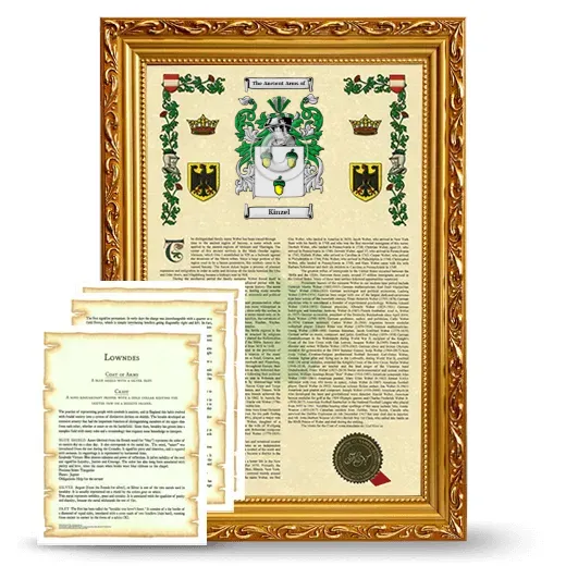 Kinzel Framed Armorial History and Symbolism - Gold