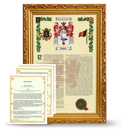 Knipper Framed Armorial History and Symbolism - Gold