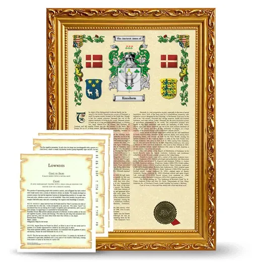 Knudsen Framed Armorial History and Symbolism - Gold