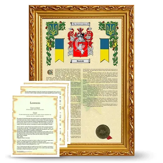 Kostuk Framed Armorial History and Symbolism - Gold