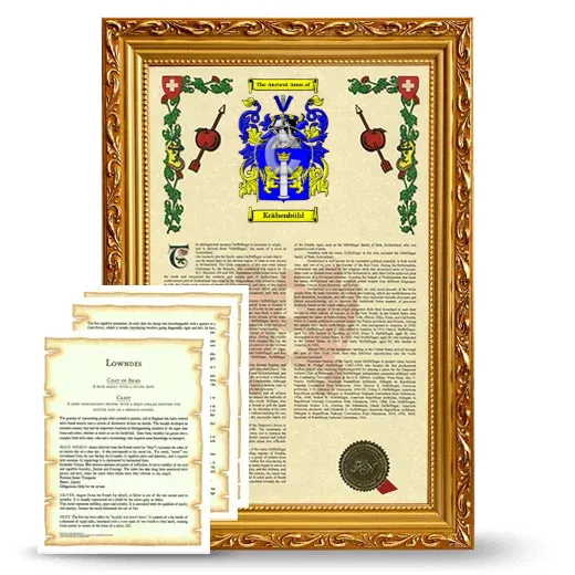 Krähenbühl Framed Armorial History and Symbolism - Gold