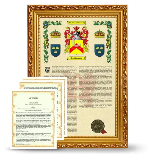 Kristiansson Framed Armorial History and Symbolism - Gold
