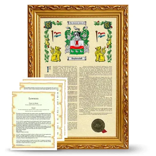 Kuykendall Framed Armorial History and Symbolism - Gold