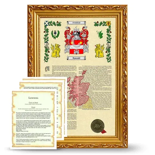 Kyncaid Framed Armorial History and Symbolism - Gold