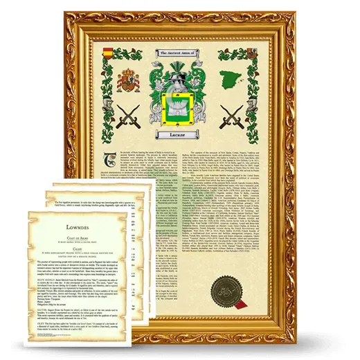 Lacaze Framed Armorial History and Symbolism - Gold