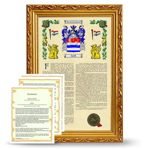 Laeck Framed Armorial History and Symbolism - Gold