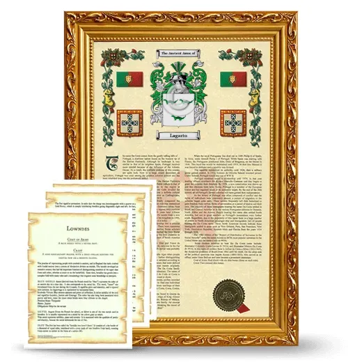 Lagarto Framed Armorial History and Symbolism - Gold