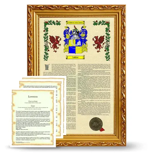 Lakint Framed Armorial History and Symbolism - Gold