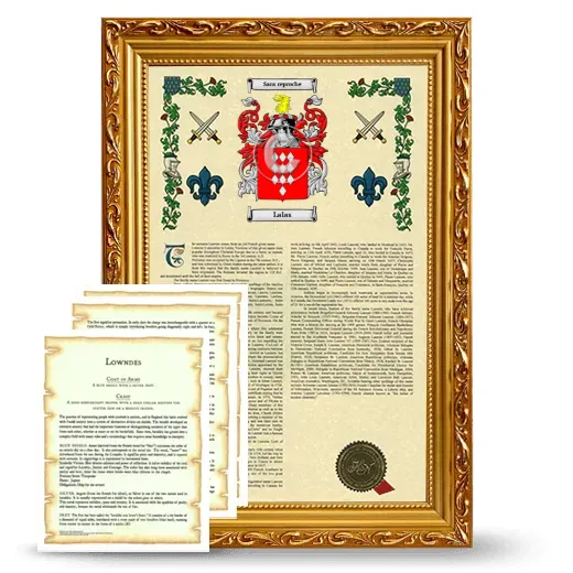 Lalas Framed Armorial History and Symbolism - Gold