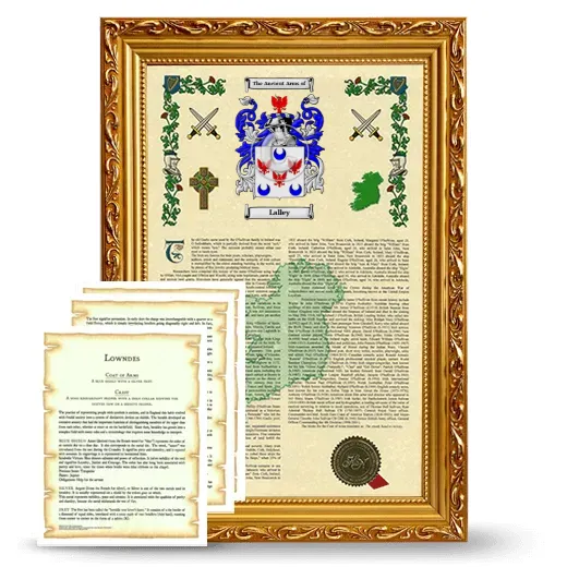 Lalley Framed Armorial History and Symbolism - Gold