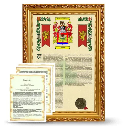 Lanink Framed Armorial History and Symbolism - Gold