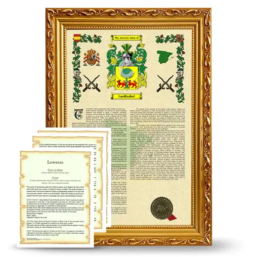 Lardizabal Framed Armorial History and Symbolism - Gold
