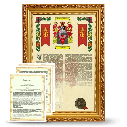 Larsson Framed Armorial History and Symbolism - Gold