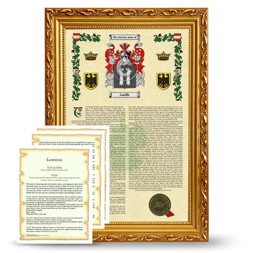 Lauffe Framed Armorial History and Symbolism - Gold