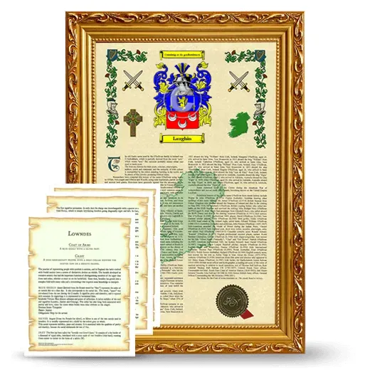 Laughin Framed Armorial History and Symbolism - Gold