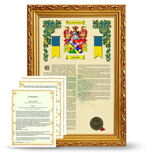 Lazarich Framed Armorial History and Symbolism - Gold