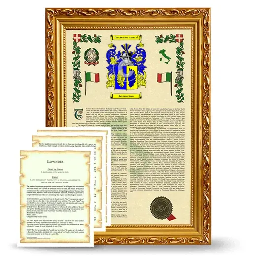 Lazzarino Framed Armorial History and Symbolism - Gold