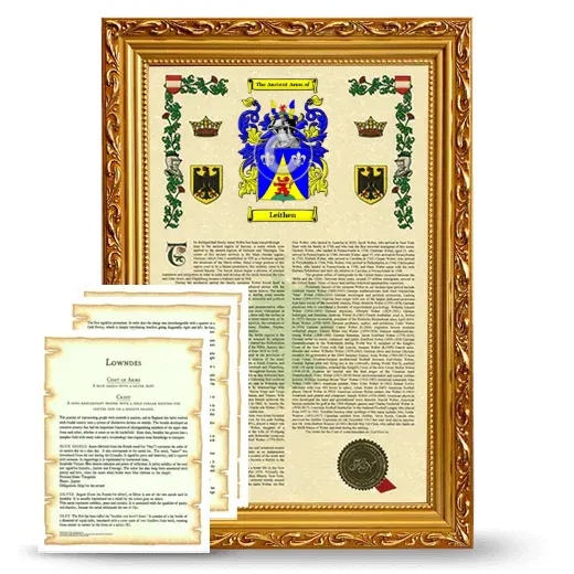 Leithen Framed Armorial History and Symbolism - Gold