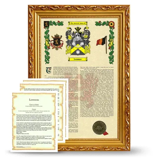 Lemmer Framed Armorial History and Symbolism - Gold