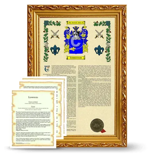 Lemmerman Framed Armorial History and Symbolism - Gold