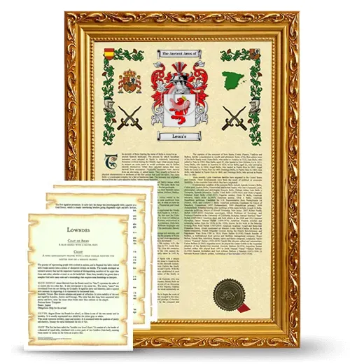 Leon's Framed Armorial History and Symbolism - Gold