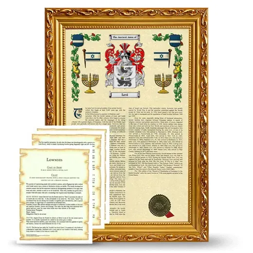 Levi Framed Armorial History and Symbolism - Gold