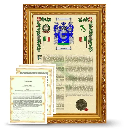 Levratti Framed Armorial History and Symbolism - Gold