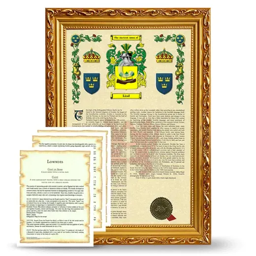 Lind Framed Armorial History and Symbolism - Gold