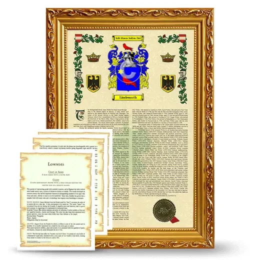Lindemuth Framed Armorial History and Symbolism - Gold