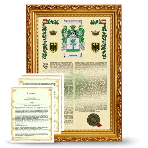Lindener Framed Armorial History and Symbolism - Gold