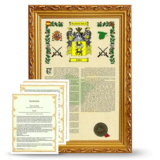 Lobez Framed Armorial History and Symbolism - Gold